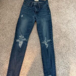 Madewell Dark Blue Distressed Skinny Jeans
